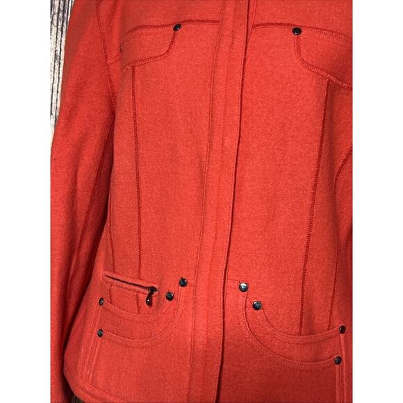 Per Se Women Wool Jacket Orange Size 14 100% Wool M L Preppy Retail $695 Career - Picture 2 of 8